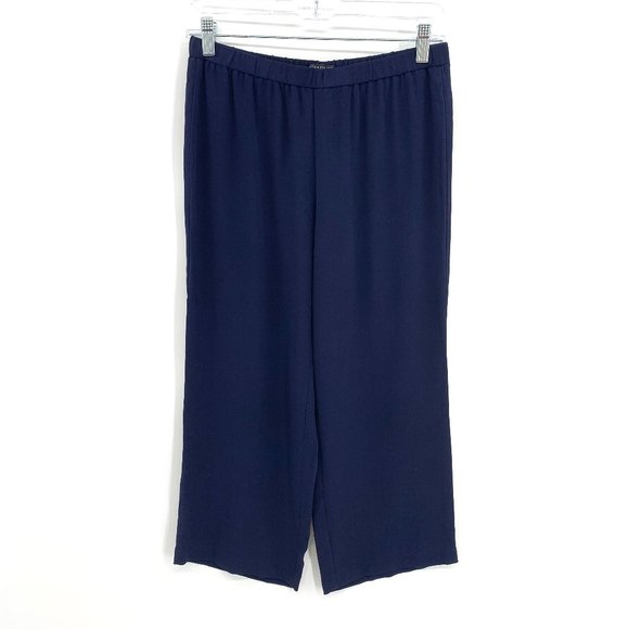 EILEEN FISHER PETITE Womens Gray Textured Wide Elastic Waist Pull On High Waist Pants main image 1
